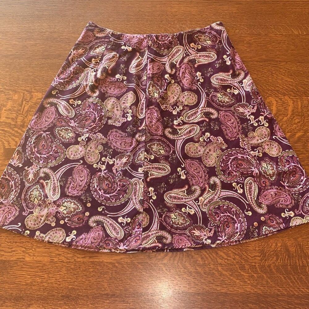 Vintage St John’s Bay Burgundy Paisley Knee Length Skirt Size 12
